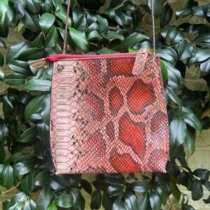 Faux Snake skin, snake print, purse, bag, red, white, brown